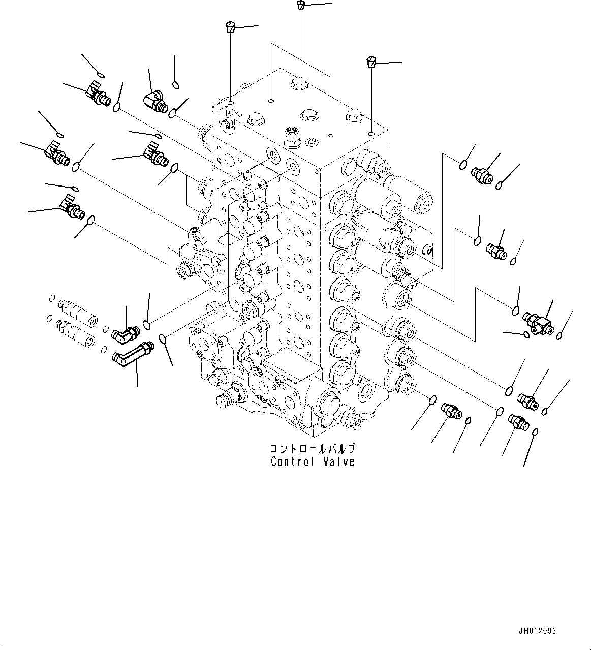 Komatsu parts book diagram for PC240LC-11 S/N 95001-UP: CONTROL VALVE, CONNECTING PARTS (1/2) (#95001-)