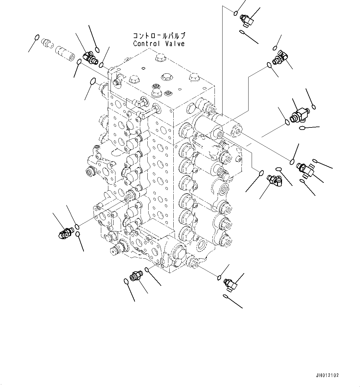 Komatsu parts book diagram for PC240LC-11 S/N 95001-UP: CONTROL VALVE, CONNECTING PARTS (2/2) (#95001-)