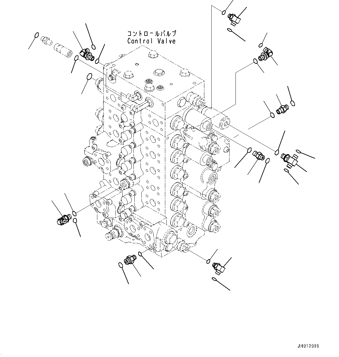 Komatsu parts book diagram for PC240LC-11 S/N 95001-UP: CONTROL VALVE, CONNECTING PARTS (2/2) (#95001-)