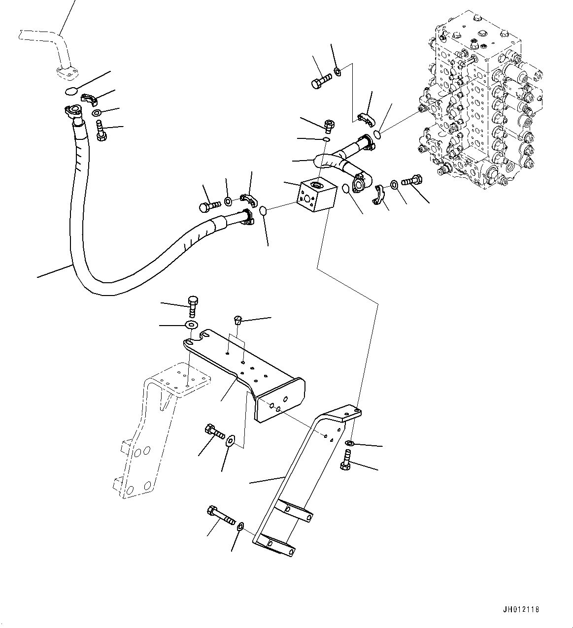 Komatsu parts book diagram for PC240LC-11 S/N 95001-UP: ATTACHMENT PIPING, PIPING, L.H. (#95001-)