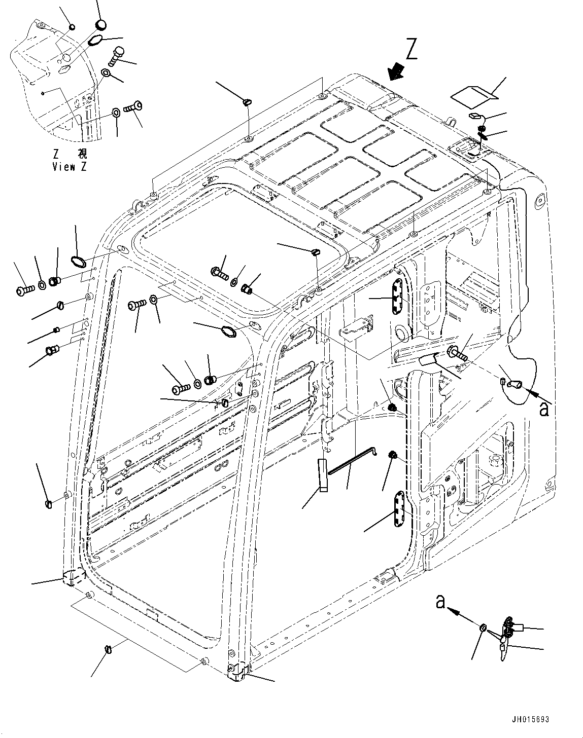 Komatsu parts book diagram for PC240LC-11 S/N 95001-UP: CAB, KOMTRAX ANTENNA (#95023-)