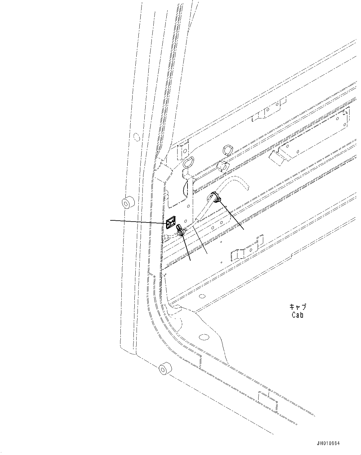 Komatsu parts book diagram for PC240LC-11 S/N 95001-UP: CAB, CAB IN PARTS, WASHER HOSE MOUNTING (#95001-)