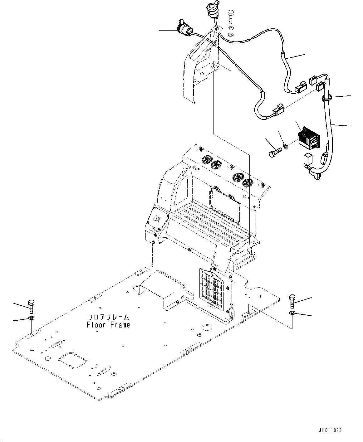 Komatsu parts book diagram for PC240LC-11 S/N 95001-UP: CAB, CAB IN PARTS, REAR COVER (2/2) (#95001-)