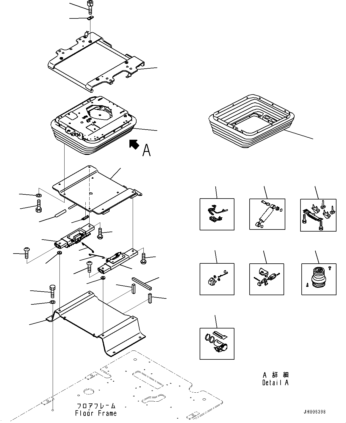 Komatsu parts book diagram for PC240LC-11 S/N 95001-UP: CAB, FLOOR, BASE (#95001-)