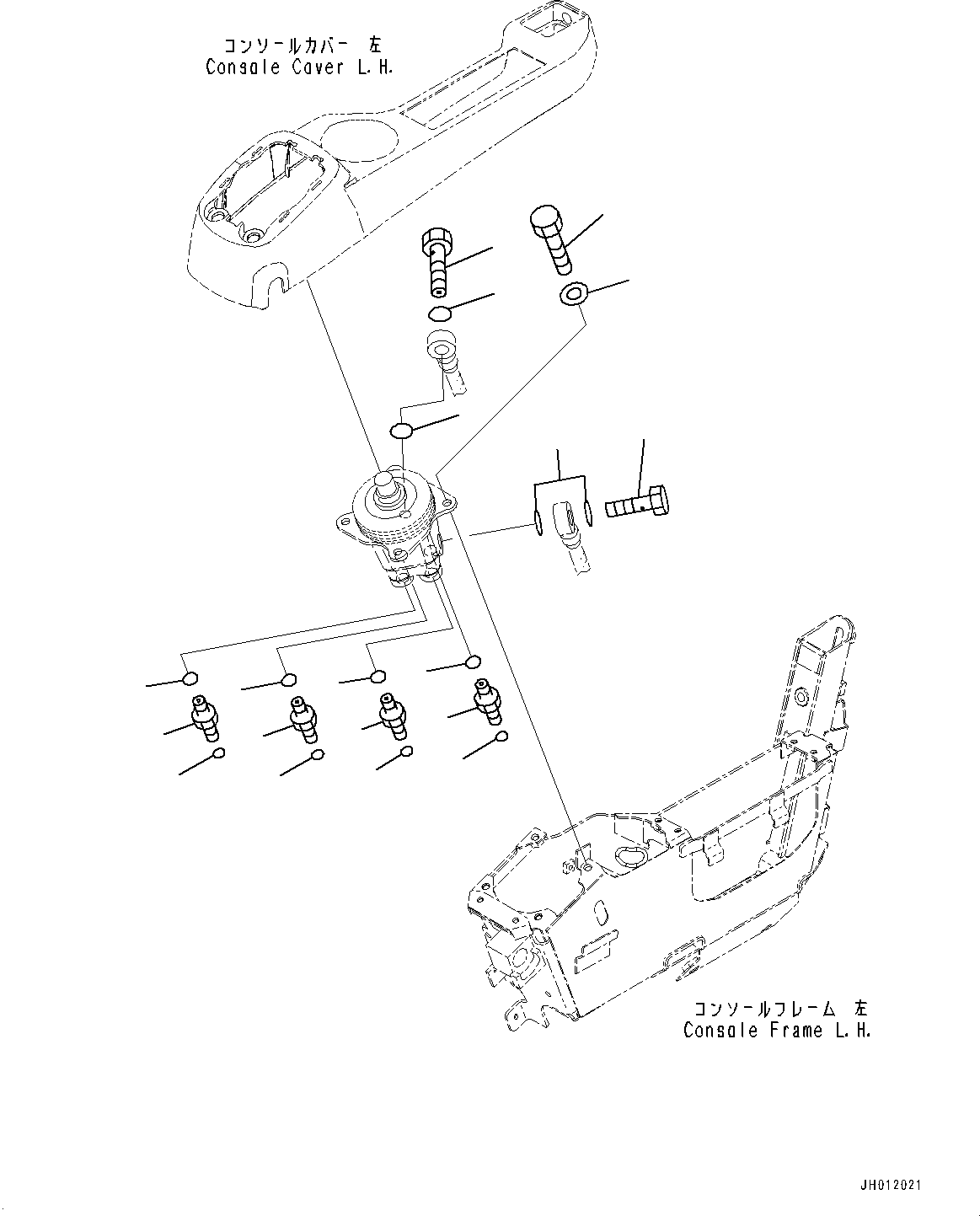 Komatsu parts book diagram for PC240LC-11 S/N 95001-UP: CAB, FLOOR, PPC VALVE MOUNTING FOR WORK EQUIPMENT, L.H. (#95001-)