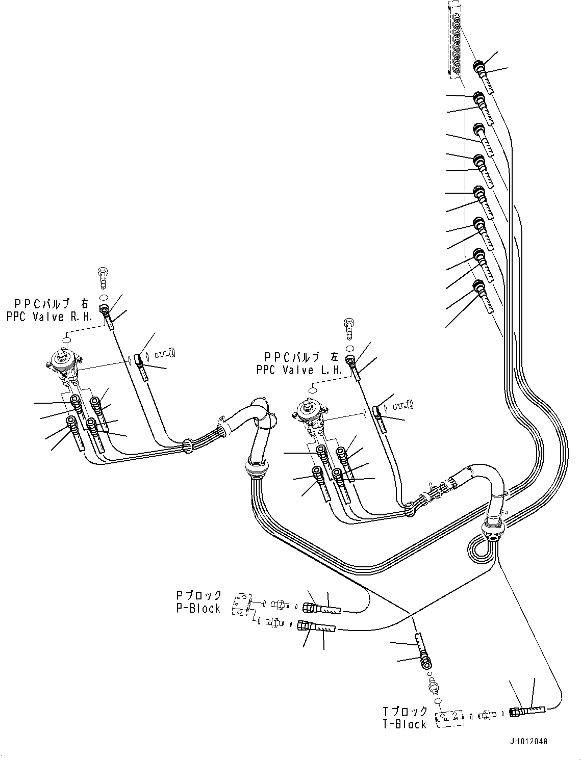 Komatsu parts book diagram for PC240LC-11 S/N 95001-UP: CAB, FLOOR, PPC VALVE PIPING FOR WORK EQUIPMENT (#95001-)
