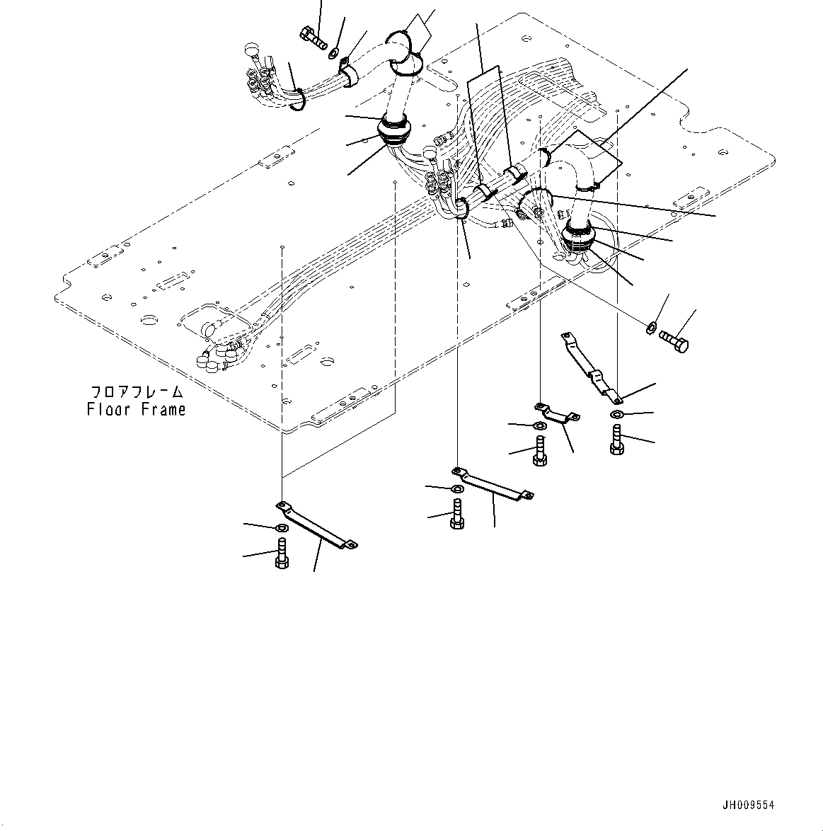 Komatsu parts book diagram for PC240LC-11 S/N 95001-UP: CAB, FLOOR, PIPING MOUNTING (#95001-)