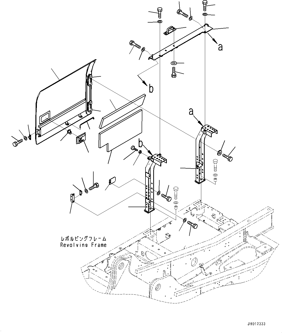 Komatsu parts book diagram for PC240LC-11 S/N 95001-UP: SIDE COVER R.H., (1/3) (#95001-)