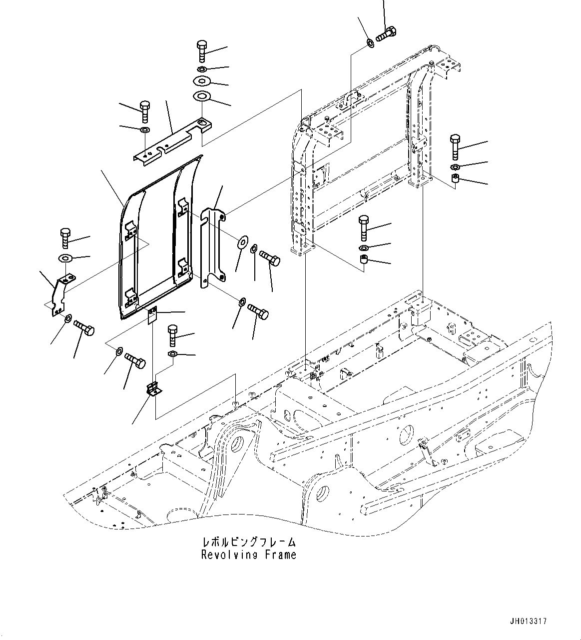 Komatsu parts book diagram for PC240LC-11 S/N 95001-UP: SIDE COVER R.H., (2/3) (#95001-)