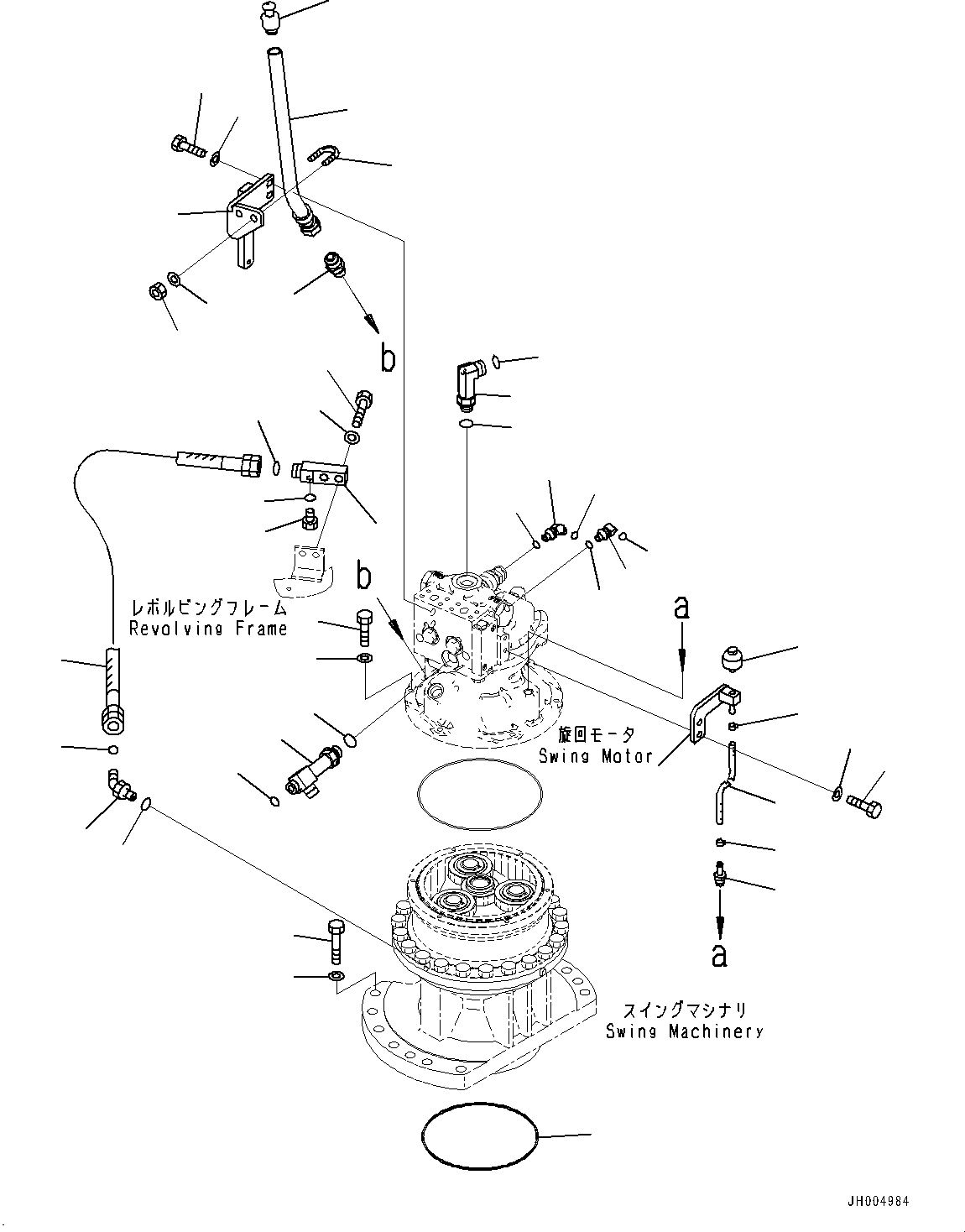 Komatsu parts book diagram for PC240LC-11 S/N 95001-UP: SWING MACHINERY AND MOTOR, DRAIN PIPING (#95001-)