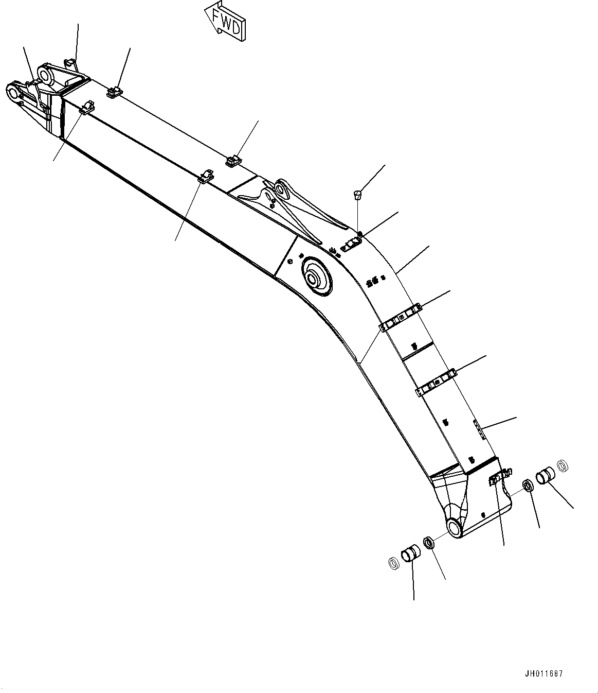 Komatsu parts book diagram for PC240LC-11 S/N 95001-UP: BOOM, BOOM AND BUSHING (#95001-)