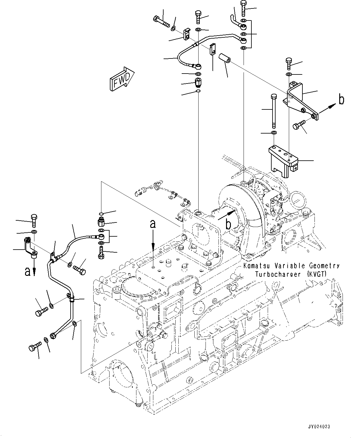 Engines Komatsu / SAA6D125E-7A S/N 860001-UP (For PC490-11/PC490LC-11)(0000827U) / Komatsu Variable Geometry Turbocharger (KVGT), Water Piping(A007003 : A1530-001003)