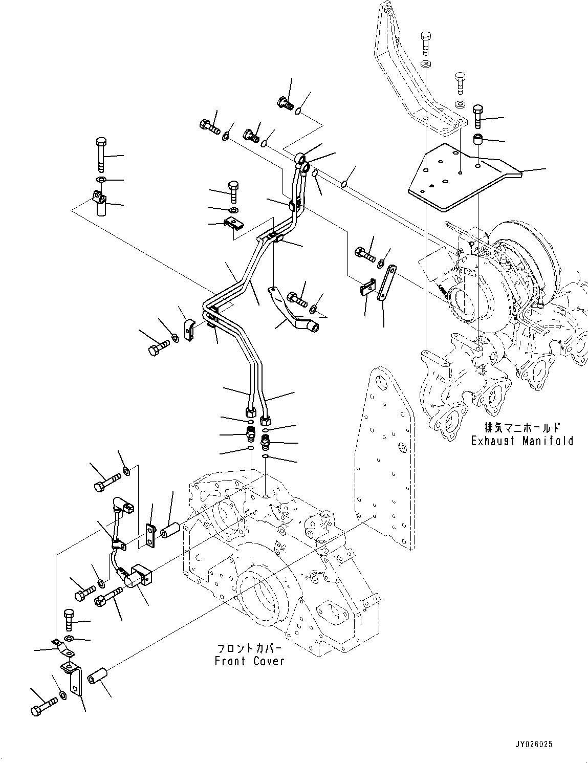 Engines Komatsu / SAA6D125E-7A S/N 860001-UP (For PC490-11/PC490LC-11)(0000827U) / Komatsu Variable Geometry Turbocharger (KVGT), EPC Piping(A007004 : A1530-001004)