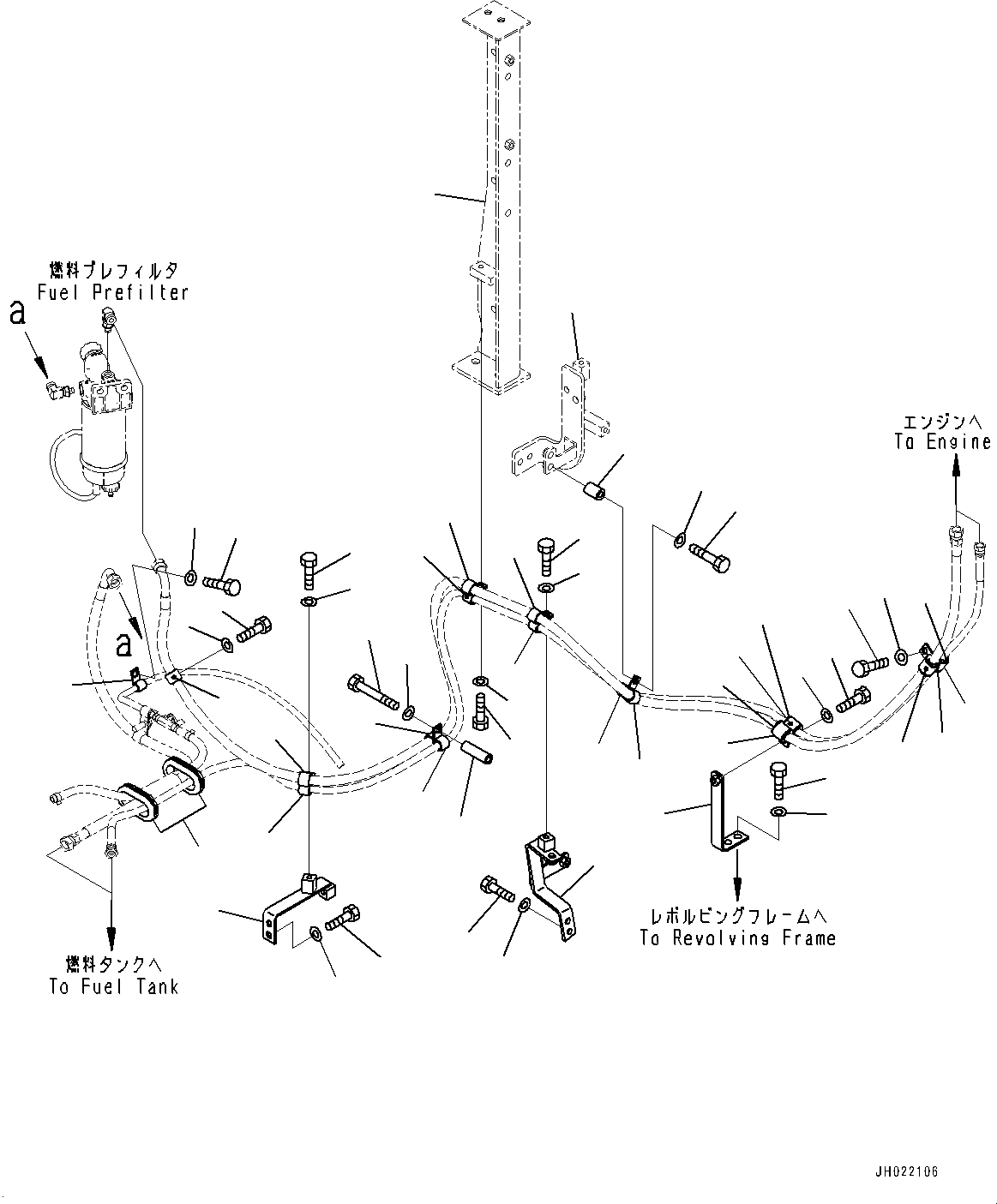 Komatsu parts book diagram for PC360LC-11 S/N 90001-UP (For North America): FUEL PIPING, CLAMP (#90001-)
