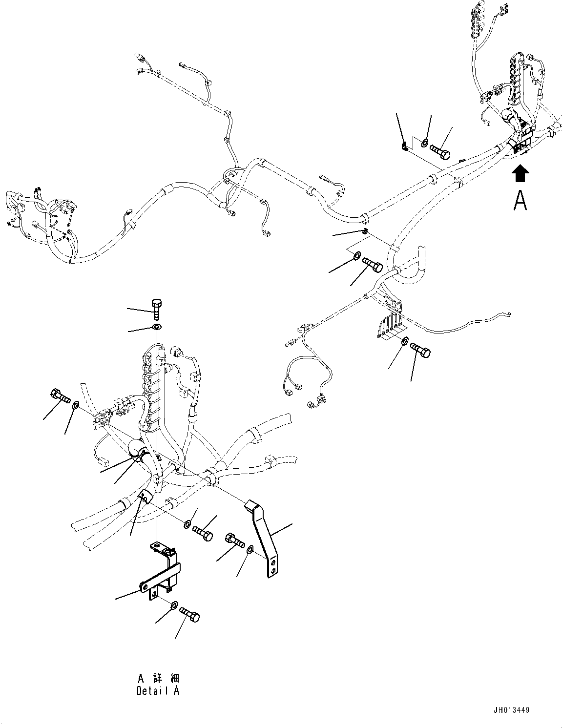 Komatsu parts book diagram for PC360LC-11 S/N 90001-UP (For North America): ELECTRIC WIRING HARNESS, MAIN WIRING HARNESS CLAMP (1/7) (#90001-)