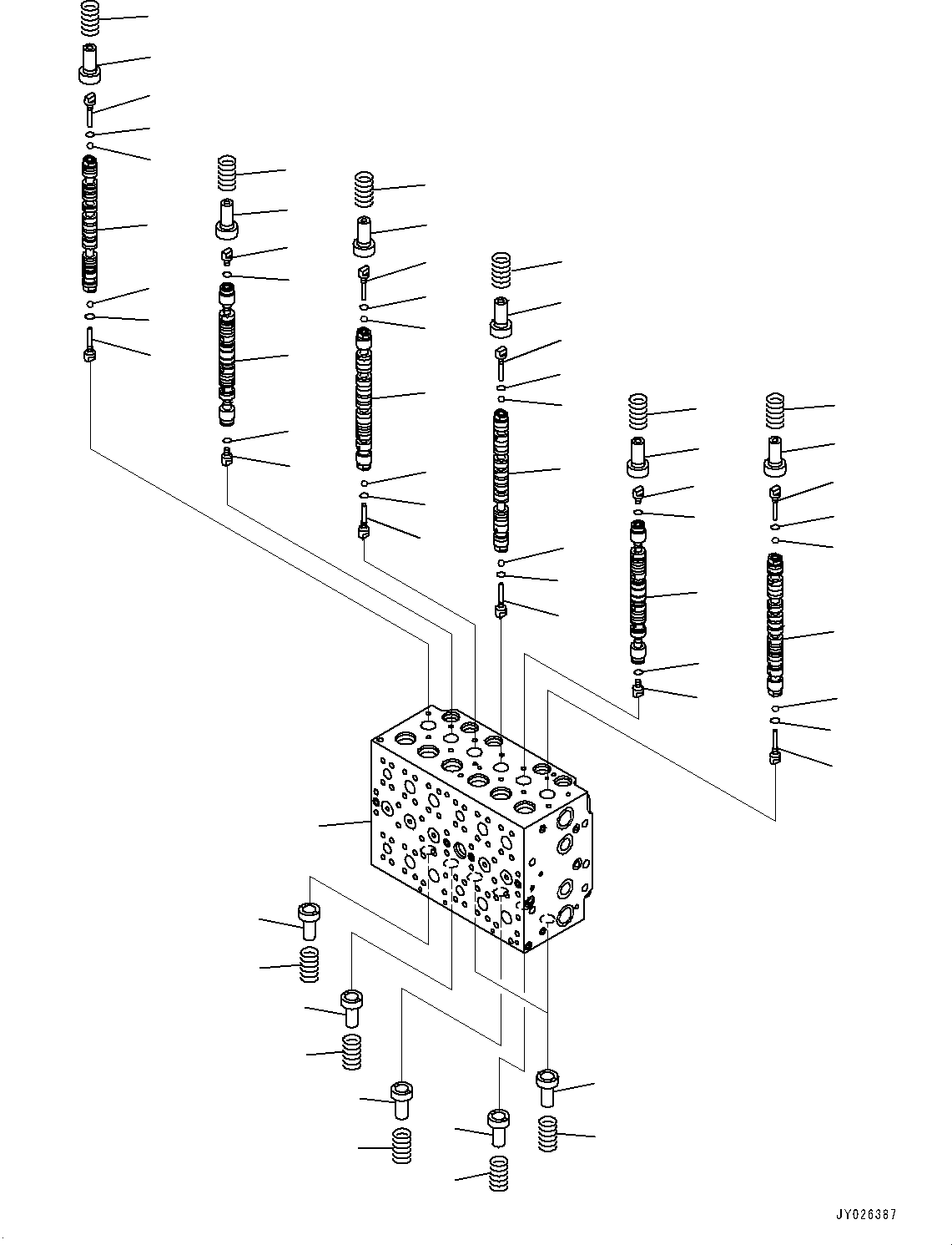 Komatsu parts book diagram for PC360LC-11 S/N 90001-UP (For North America): CONTROL VALVE, INNER PARTS (1/25) (#90001-)