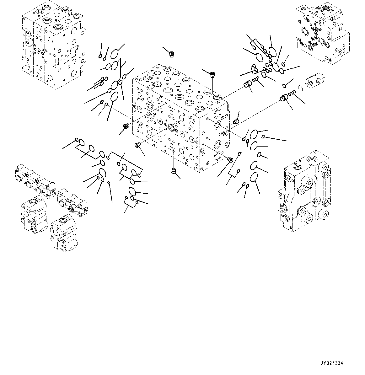 Komatsu parts book diagram for PC360LC-11 S/N 90001-UP (For North America): CONTROL VALVE, INNER PARTS (4/25) (#90001-)