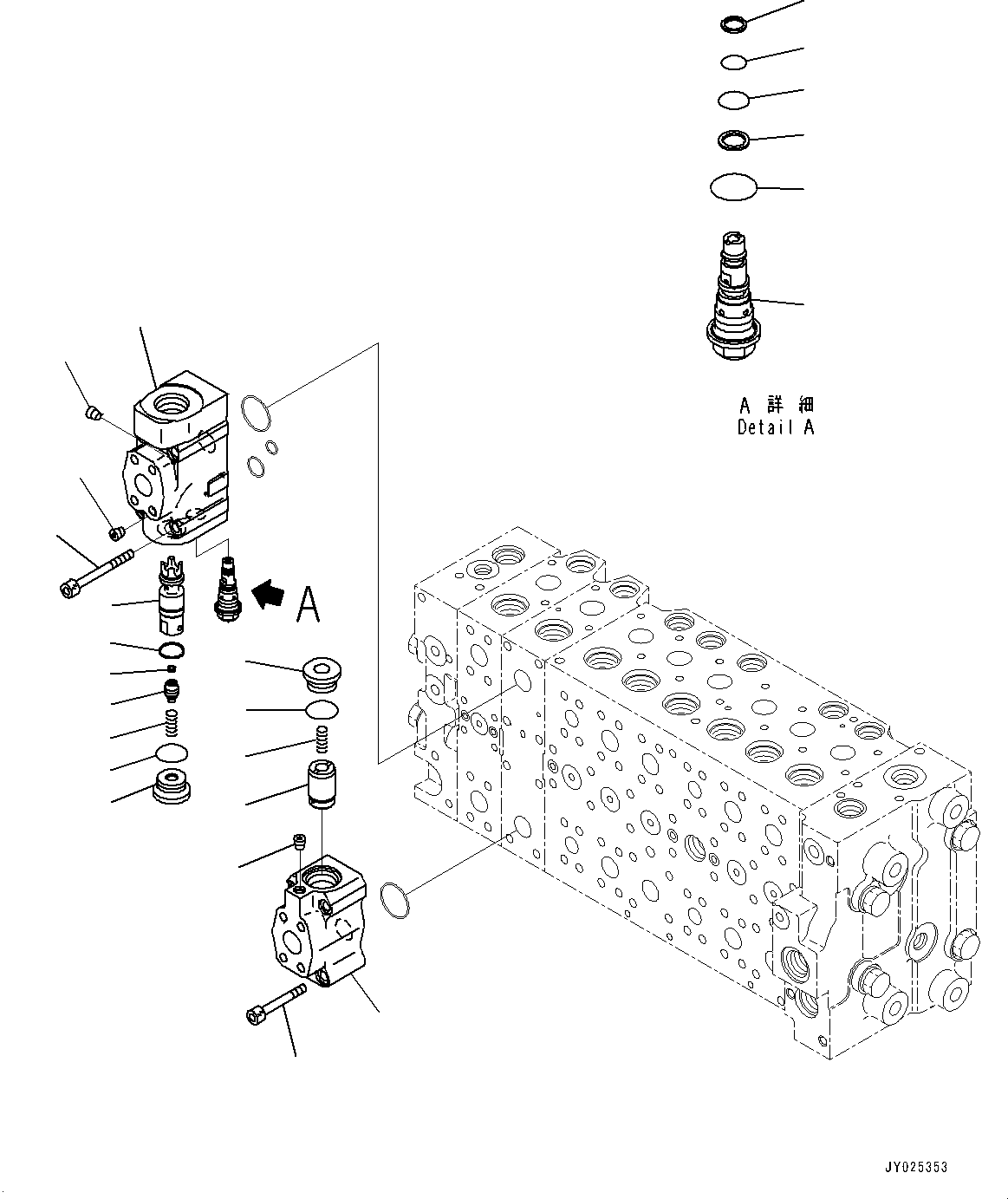 Komatsu parts book diagram for PC360LC-11 S/N 90001-UP (For North America): CONTROL VALVE, INNER PARTS (22/25) (#90001-)