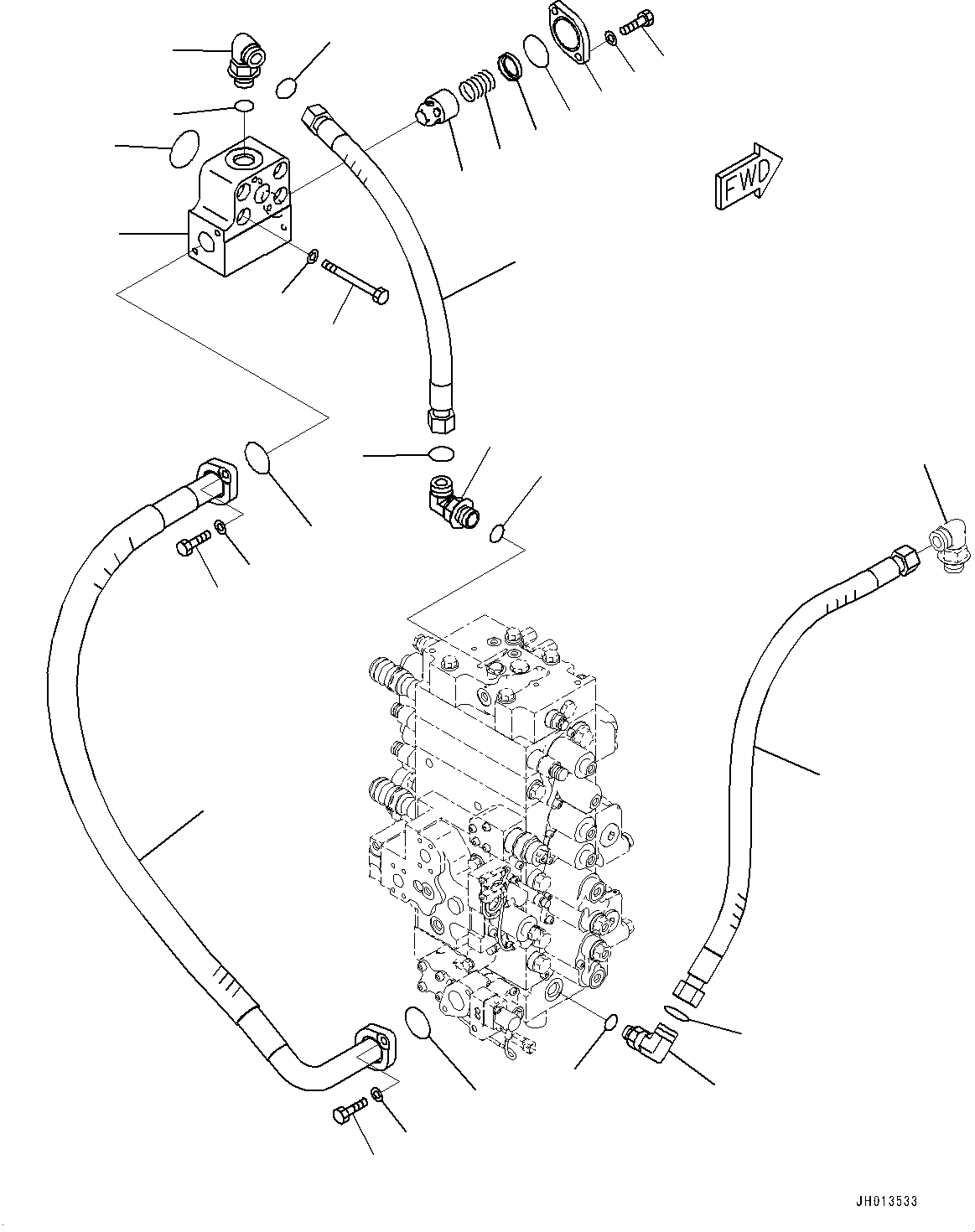 Komatsu parts book diagram for PC360LC-11 S/N 90001-UP (For North America): RETURN PIPING (#90001-)