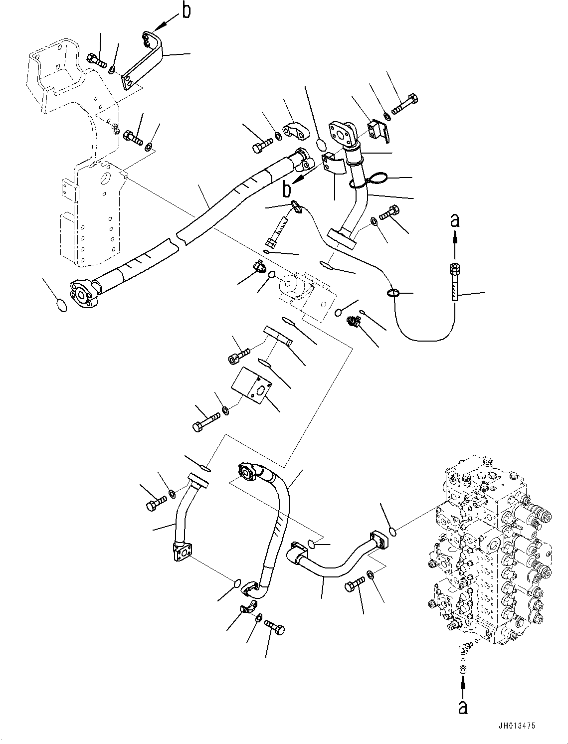 Komatsu parts book diagram for PC360LC-11 S/N 90001-UP (For North America): ATTACHMENT PIPING, MAIN PIPING, R.H. (#90001-)