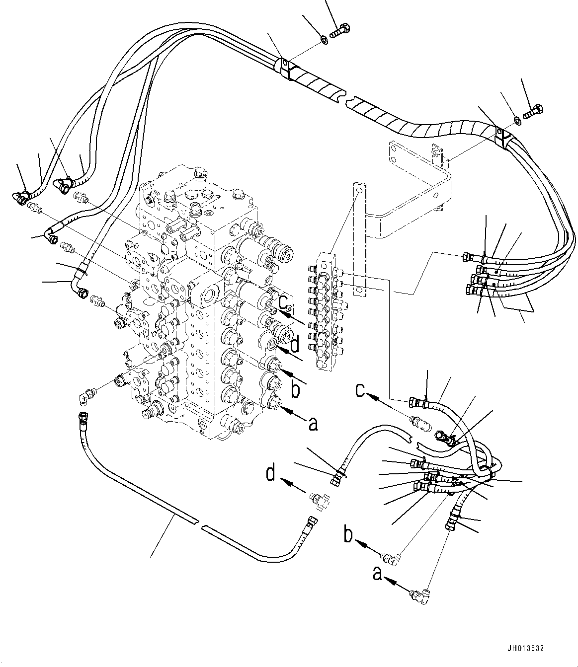 Komatsu parts book diagram for PC360LC-11 S/N 90001-UP (For North America): PROPORTIONAL PRESSURE CONTROL (PPC) MAIN PIPING (#90001-)
