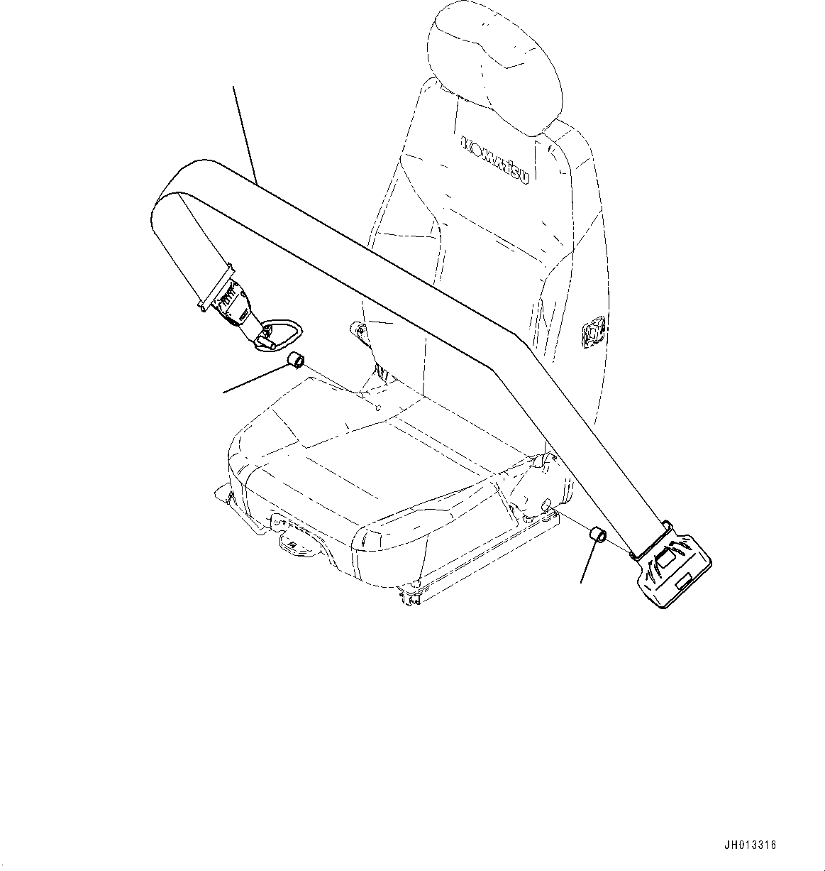 Komatsu parts book diagram for PC360LC-11 S/N 90001-UP (For North America): SEAT BELT (#90001-)