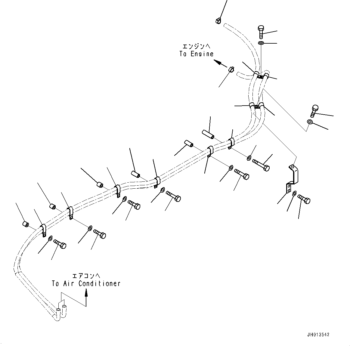 Komatsu parts book diagram for PC360LC-11 S/N 90001-UP (For North America): AIR CONDITIONER UNIT, HEATER HOSE CLAMP (#90001-)