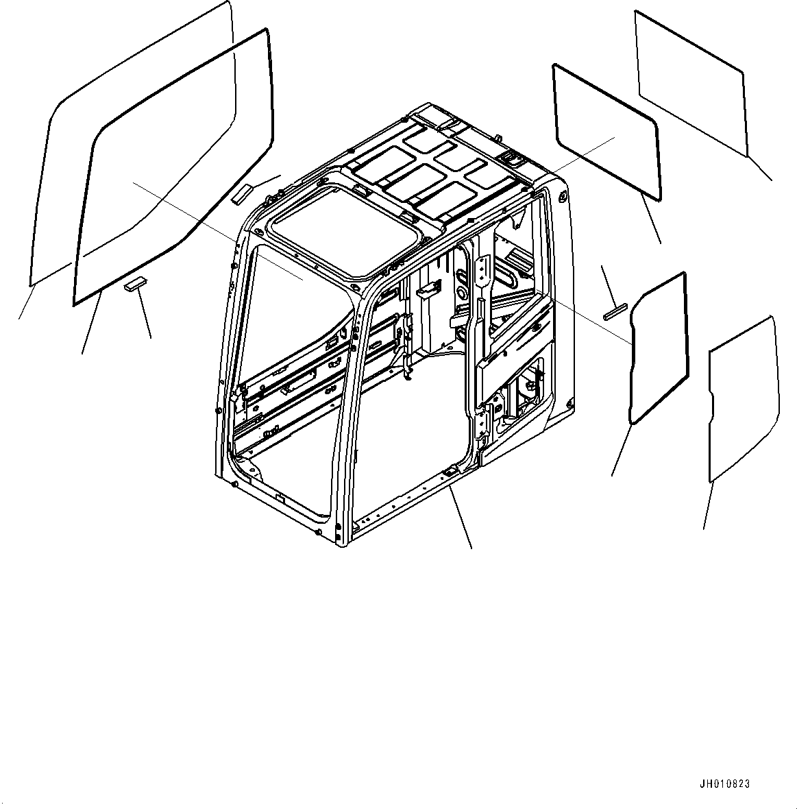 Komatsu parts book diagram for PC360LC-11 S/N 90001-UP (For North America): CAB, CAB BODY AND WINDOW (#90001-)