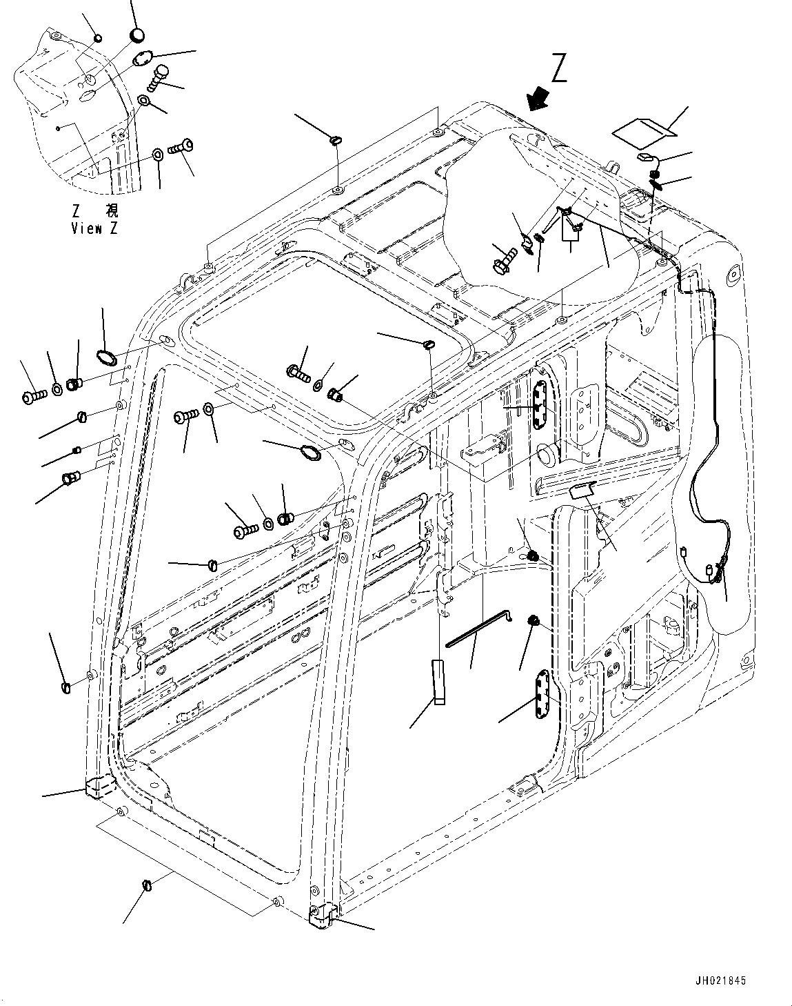 Komatsu parts book diagram for PC360LC-11 S/N 90001-UP (For North America): CAB, KOMATSU MARK (#90001-)