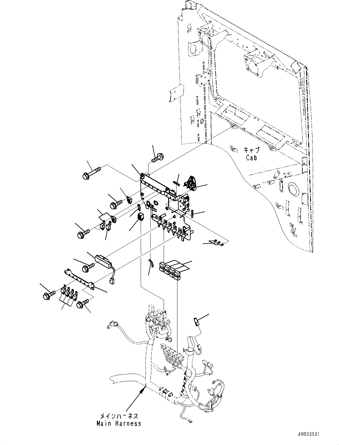Komatsu parts book diagram for PC360LC-11 S/N 90001-UP (For North America): CAB, CAB IN PARTS, REAR COVER (#90001-)