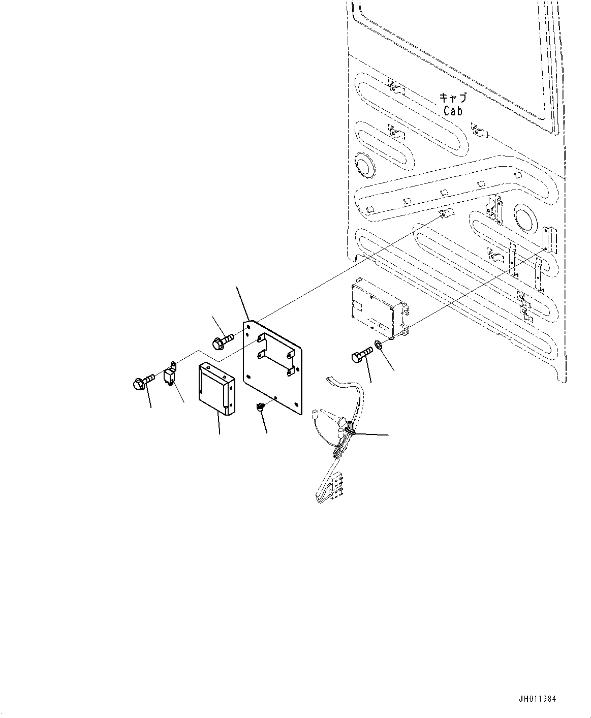 Komatsu parts book diagram for PC360LC-11 S/N 90001-UP (For North America): CAB, CAB IN PARTS, REAR COVER, WITH 12V CONVERTER (#90001-)