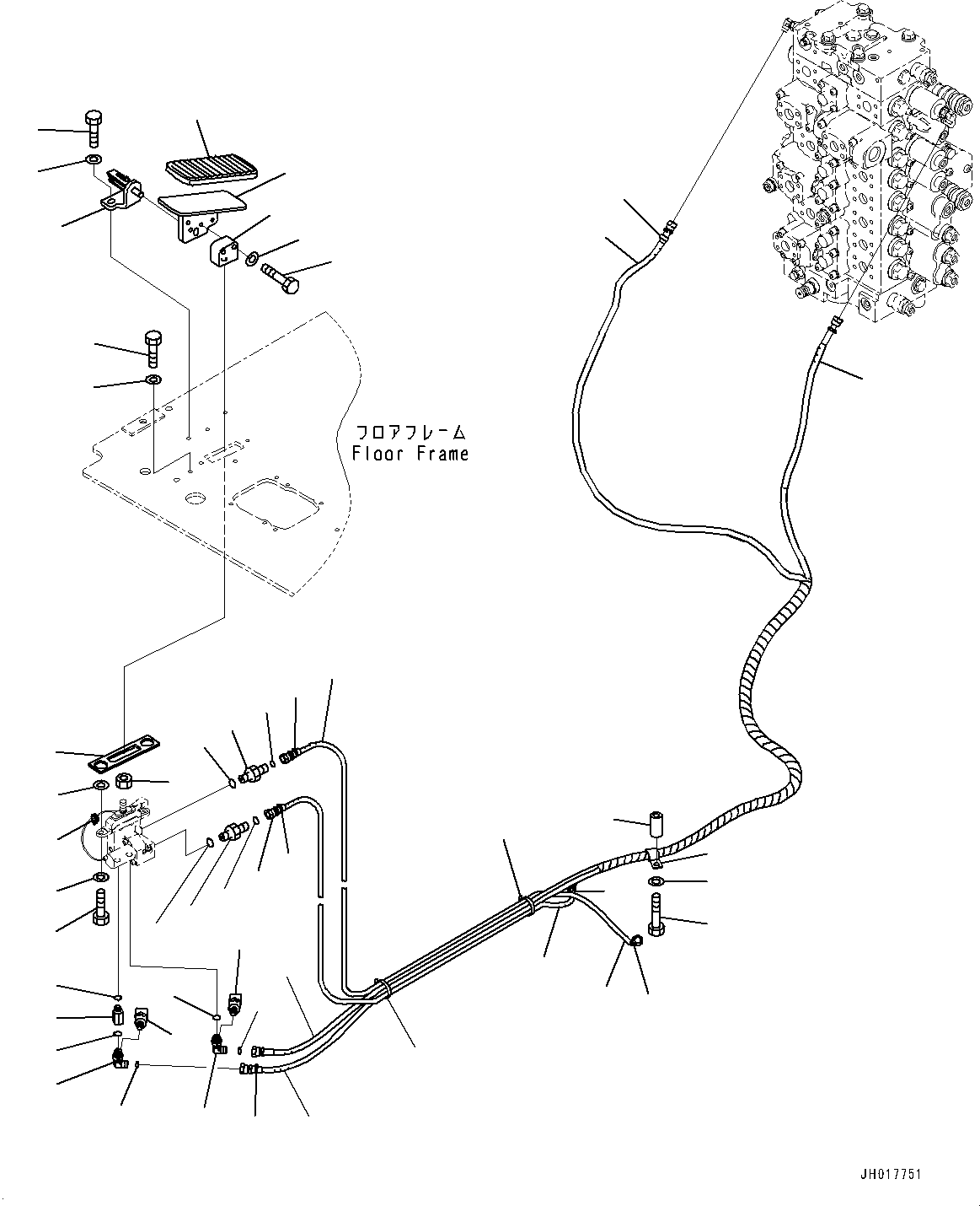 Komatsu parts book diagram for PC360LC-11 S/N 90001-UP (For North America): CAB, FLOOR, 1ST ATTACHMENT CONTROL (#90001-)