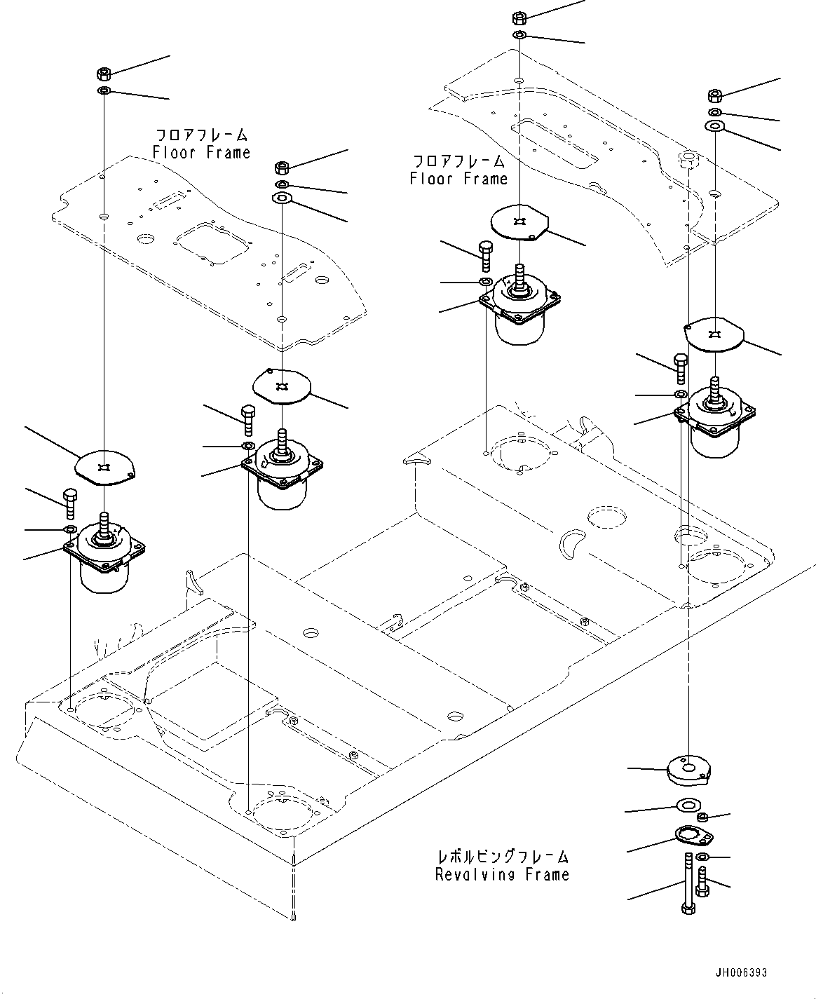 Komatsu parts book diagram for PC360LC-11 S/N 90001-UP (For North America): FLOOR MOUNTING (#90001-)