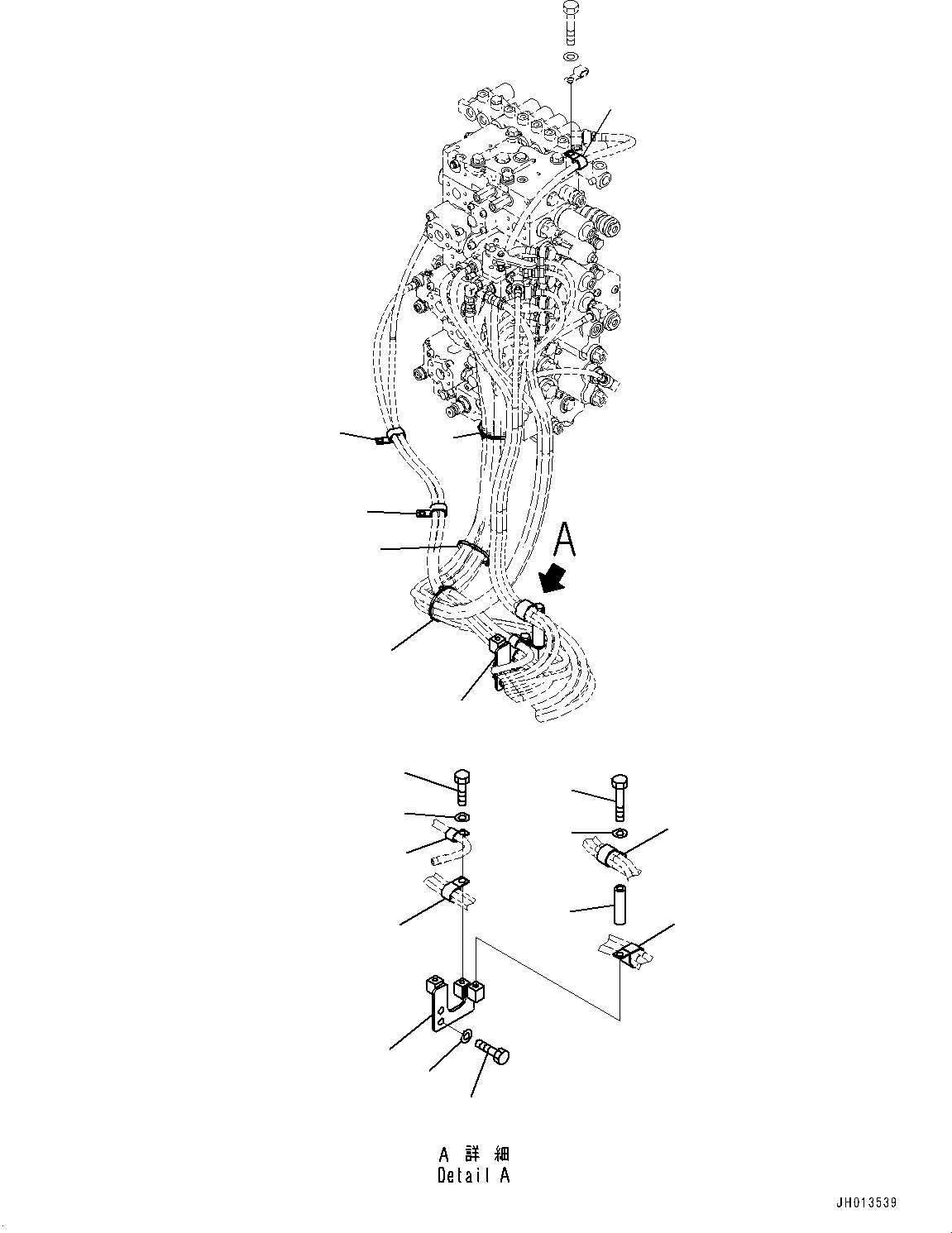 Komatsu parts book diagram for PC360LC-11 S/N 90001-UP (For North America): PROPORTIONAL PRESSURE CONTROL (PPC) PIPING CLAMP (#90001-90003)