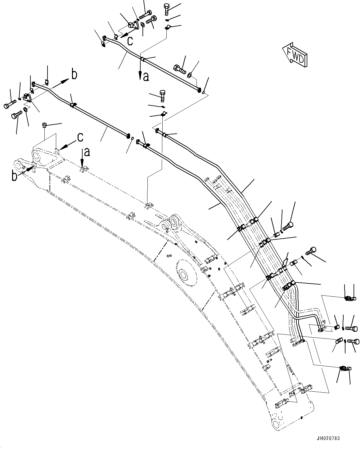 Komatsu parts book diagram for PC360LC-11 S/N 90001-UP (For North America): BOOM, BUCKET CYLINDER PIPING (#90276-)