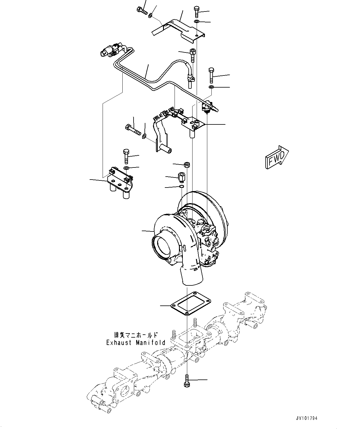 Engines Komatsu / SAA6D125E-7D S/N 860103-UP (For WA470-8)(0000861C) / Variable Geometry Turbocharger (VGT), Oil Piping (#860103-)(A006002 : A1530-001002)