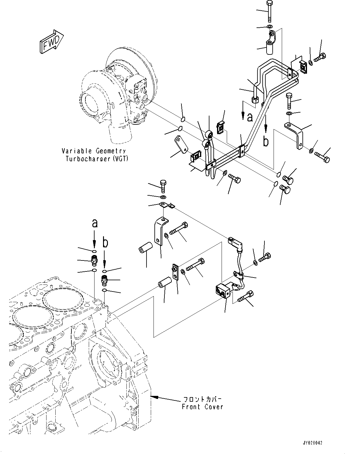 Engines Komatsu / SAA6D125E-7D S/N 860103-UP (For WA470-8)(0000861C) / Variable Geometry Turbocharger (VGT), Komatsu Diesel Particulate Filter (KDPF) Piping (#860103-)(A006005 : A1530-001005)