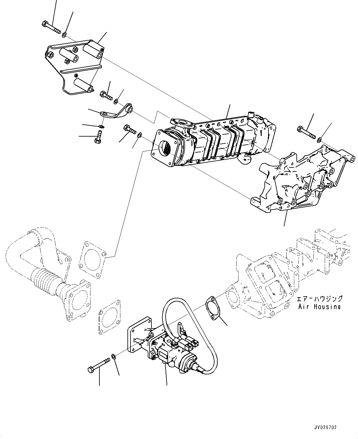 Engines Komatsu / SAA6D125E-7D S/N 860103-UP (For WA470-8)(0000861C) / Exhaust Gas Re-circulation (EGR) Cooler, EGR Valve and Cooler Mounting (#860103-)(A010001 : A1550-002001)
