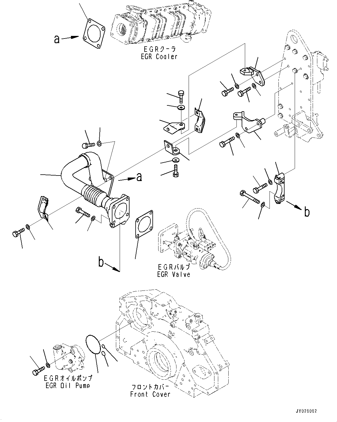 Engines Komatsu / SAA6D125E-7D S/N 860103-UP (For WA470-8)(0000861C) / Exhaust Gas Re-circulation (EGR) Cooler, EGR Piping and Cooler (#860103-)(A010003 : A1550-002003)