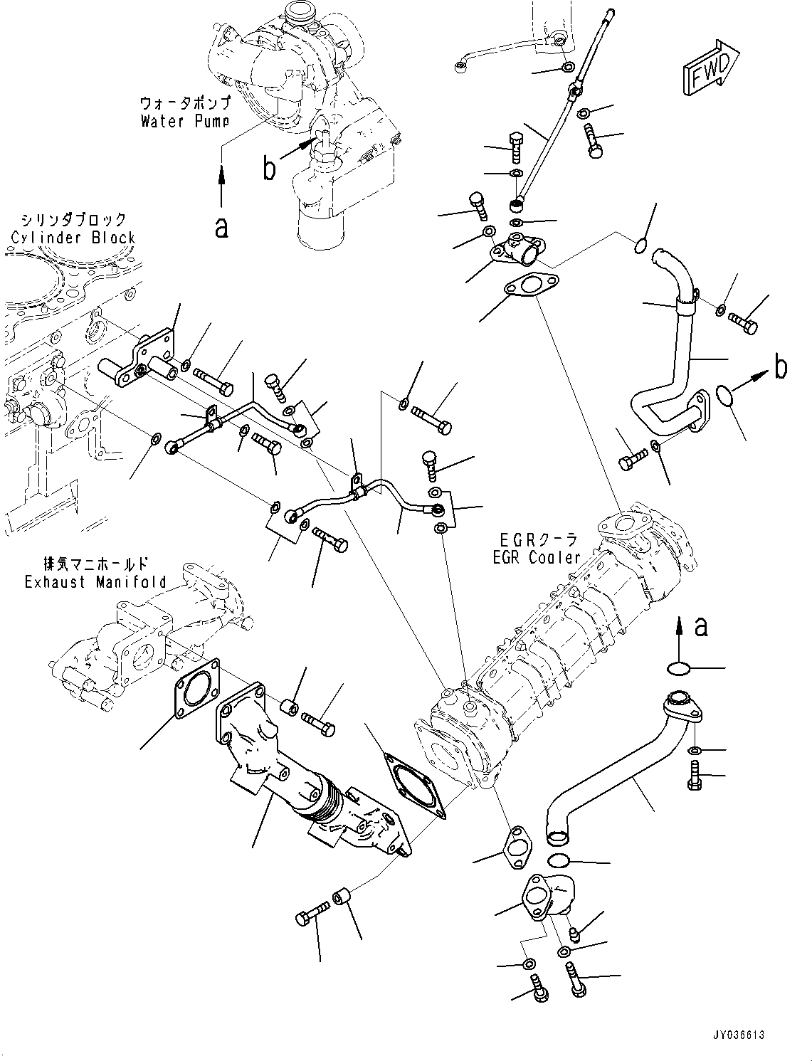 Engines Komatsu / SAA6D125E-7D S/N 860103-UP (For WA470-8)(0000861C) / Exhaust Gas Re-circulation (EGR) Valve, EGR Cooler Piping and Air Vent (#860103-)(A008004 : A1550-001004)