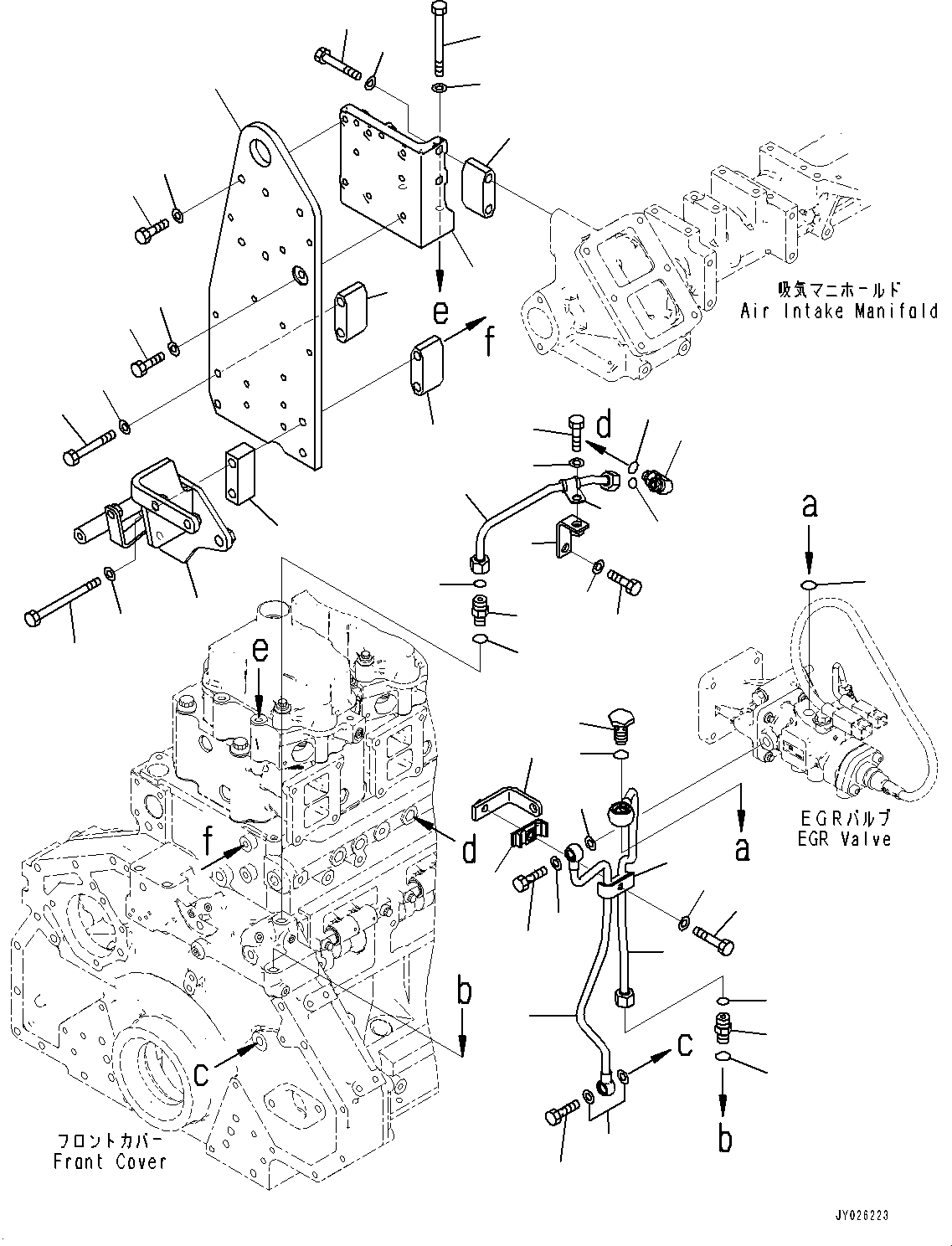 Engines Komatsu / SAA6D125E-7D S/N 860103-UP (For WA470-8)(0000861C) / Exhaust Gas Re-circulation (EGR) Cooler, EGR Valve Lubricating Oil Piping (#860103-)(A010005 : A1550-002005)