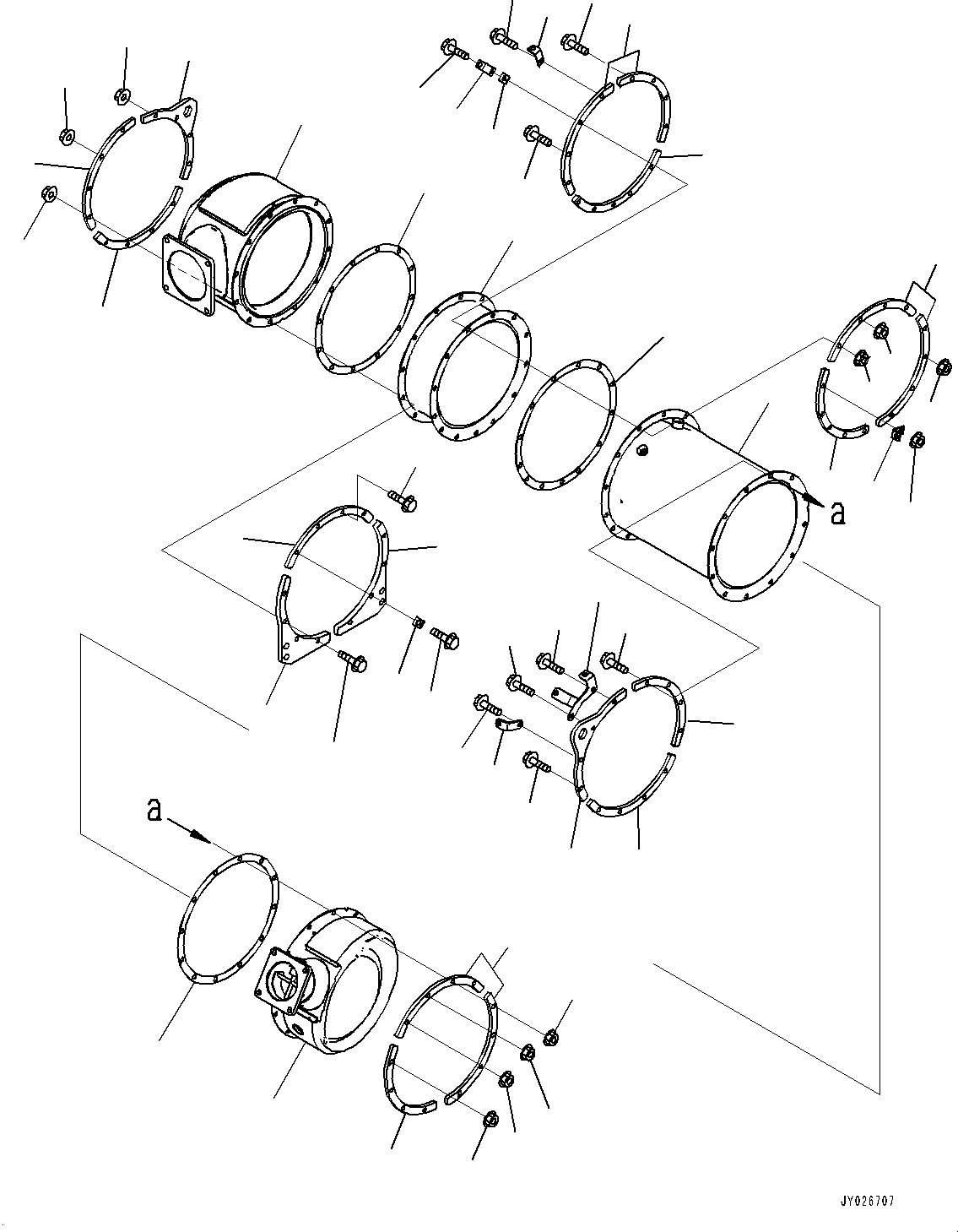 Engines Komatsu / SAA6D125E-7D S/N 860103-UP (For WA470-8)(0000861C) / Komatsu Diesel Particulate Filter (KDPF) and SCR Assembly, SCR Assembly (#860103-)(A012003 : B9999-504003)