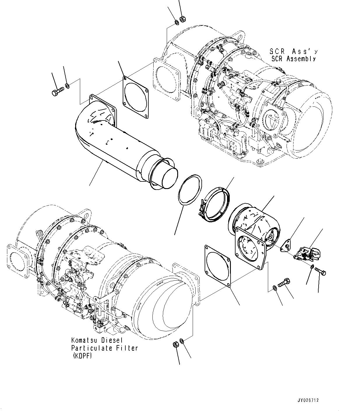 Engines Komatsu / SAA6D125E-7D S/N 860103-UP (For WA470-8)(0000861C) / Komatsu Diesel Particulate Filter (KDPF) and SCR Assembly, DEF Mixing Tube (#860103-)(A012005 : B9999-504005)