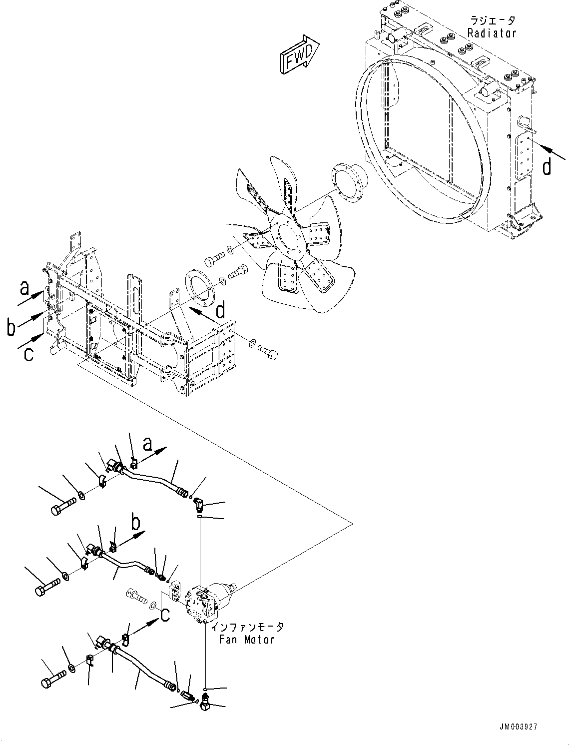 Dump Trucks Komatsu / HM400-5 S/N 10001-UP(0000863C) / Radiator, Fan Motor Piping (#10001-)(C001007 : C0110-001007)