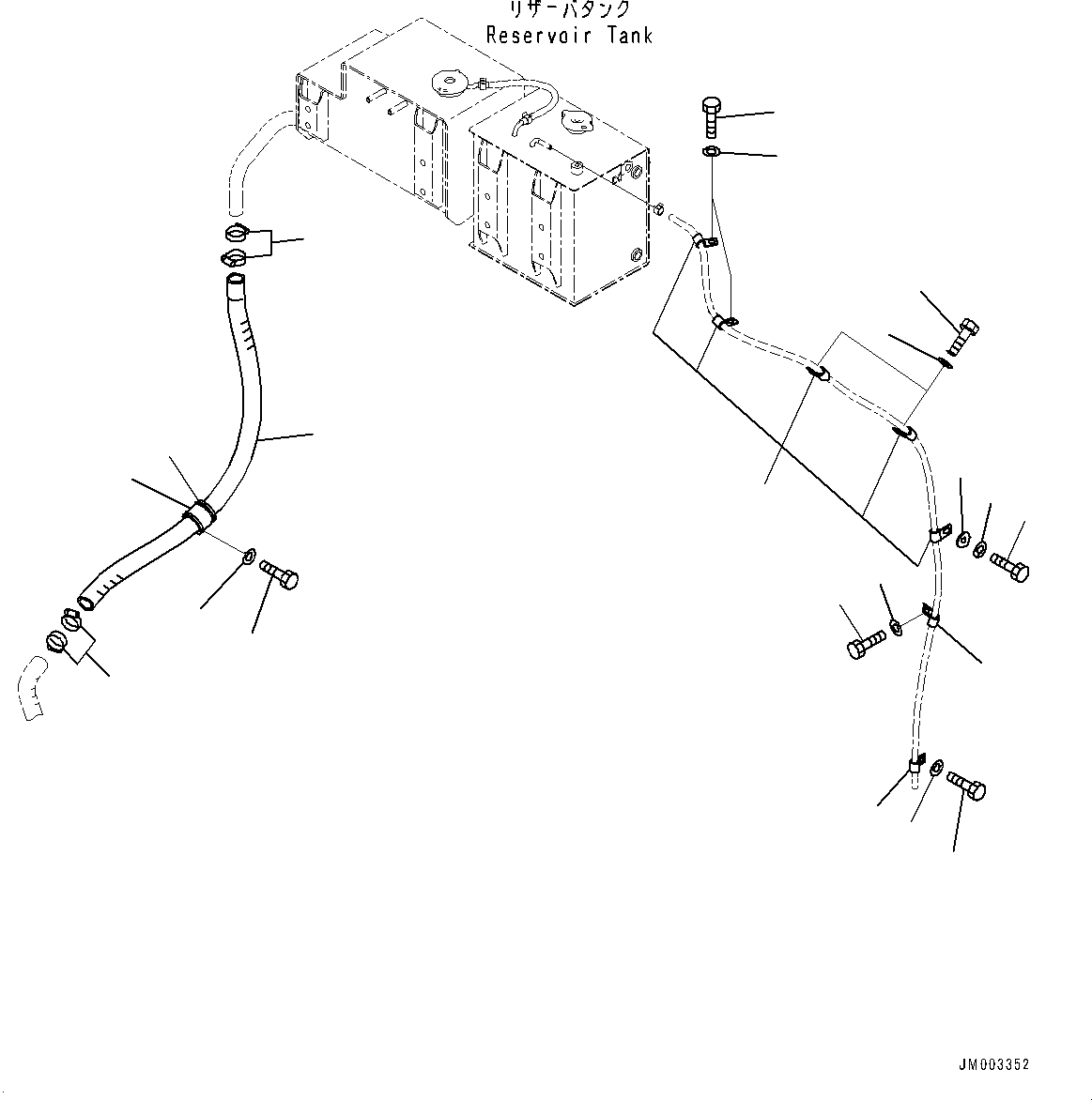 Dump Trucks Komatsu / HM400-5 S/N 10001-UP(0000863C) / Radiator Related Miscellaneous Parts, Reservoir Tank Piping (#10001-)(C003002 : C0120-001002)