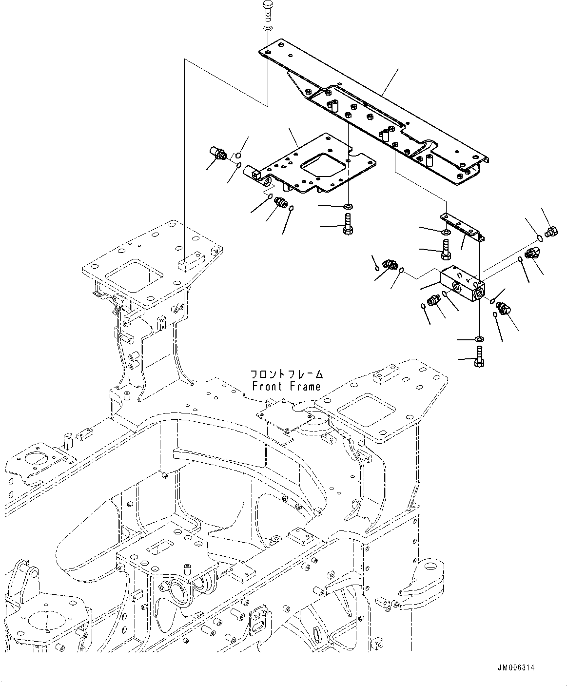 Dump Trucks Komatsu / HM400-5 S/N 10001-UP(0000863C) / Front Brake Oil Piping, Shuttle Valve (#10001-)(H011004 : H3540-001004)