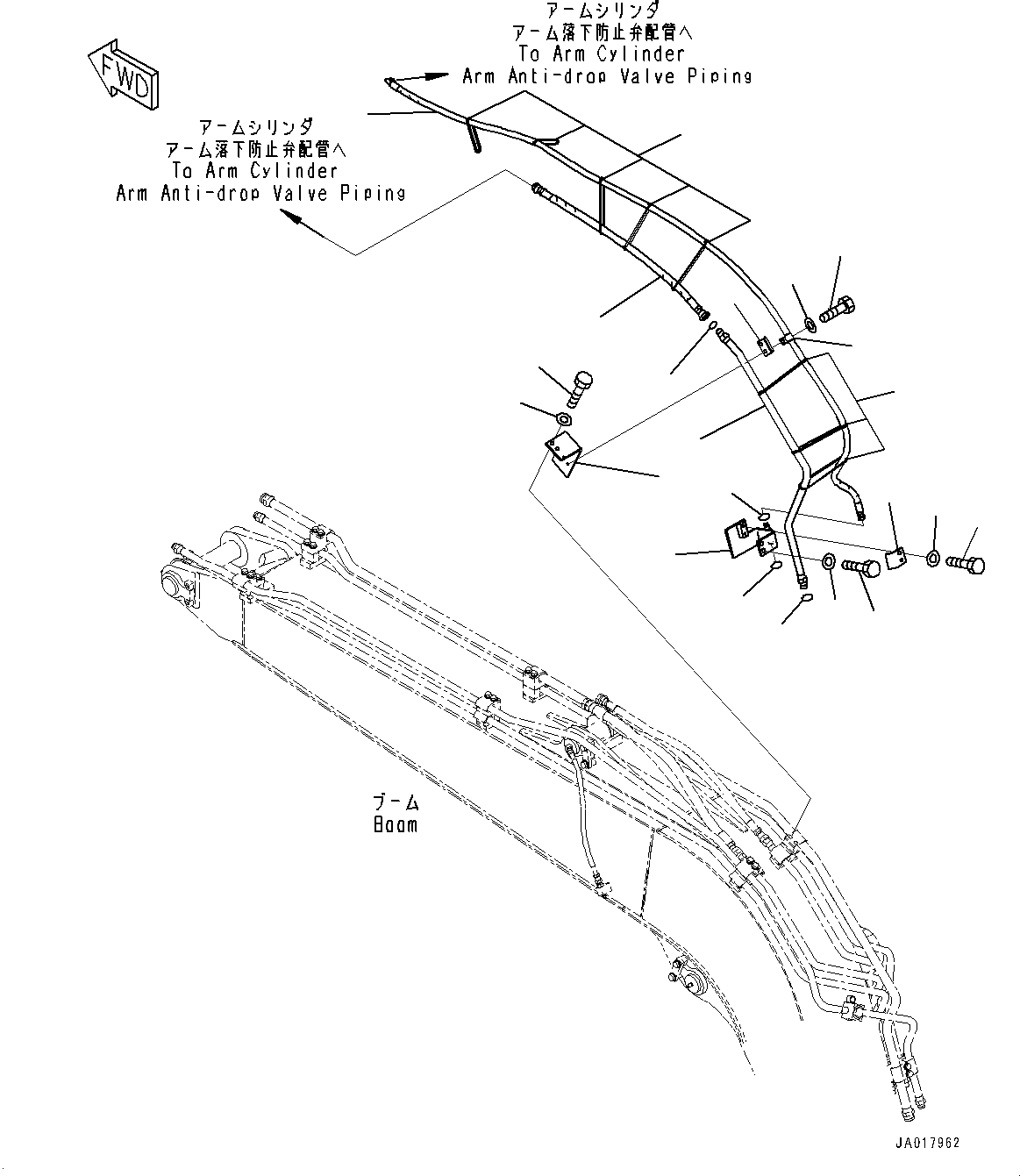 Excavators Komatsu / PC78US-10 S/N 30001-UP(0000868C) / Boom, Arm Anti-drop Valve Piping (#30001-)(T003005 : T1110-011005)