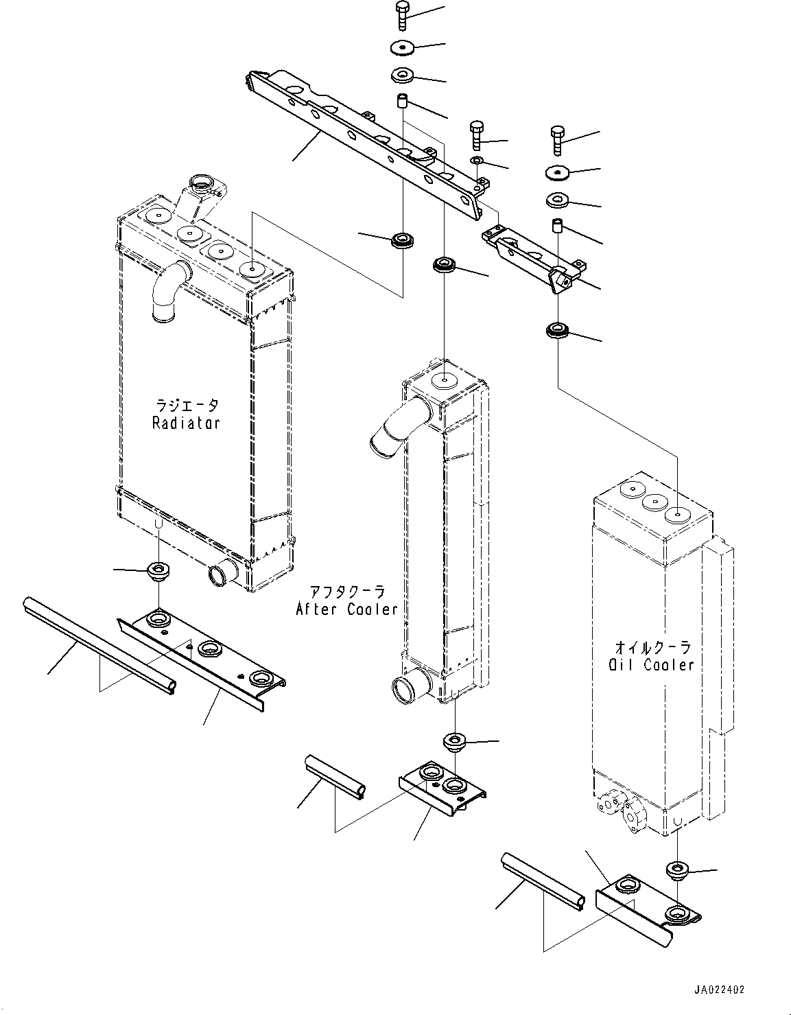 Bulldozers Komatsu / D39EX-24 S/N 95001-UP(0000973C) / Cooling System, Mounting (1/2) (#95001-)(C001002 : C0100-001002)