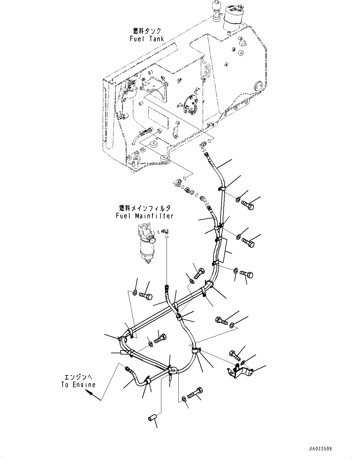 Bulldozers Komatsu / D39EX-24 S/N 95001-UP(0000973C) / Fuel Supply Piping (#95001-)(D002001 : D0200-001001)