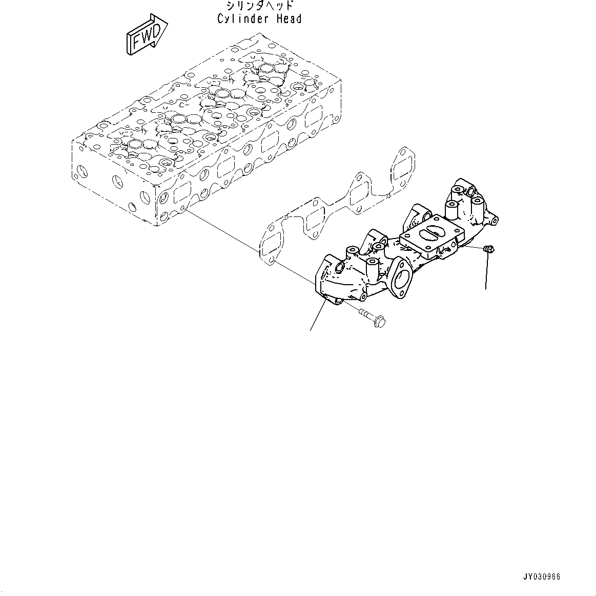 Komatsu parts book diagram for SAA4D95LE-7AA S/N 800001-UP (For D37EX-24/D37EXI-24/D37PX-24/D37PXI-24): EXHAUST MANIFOLD (#800001-)